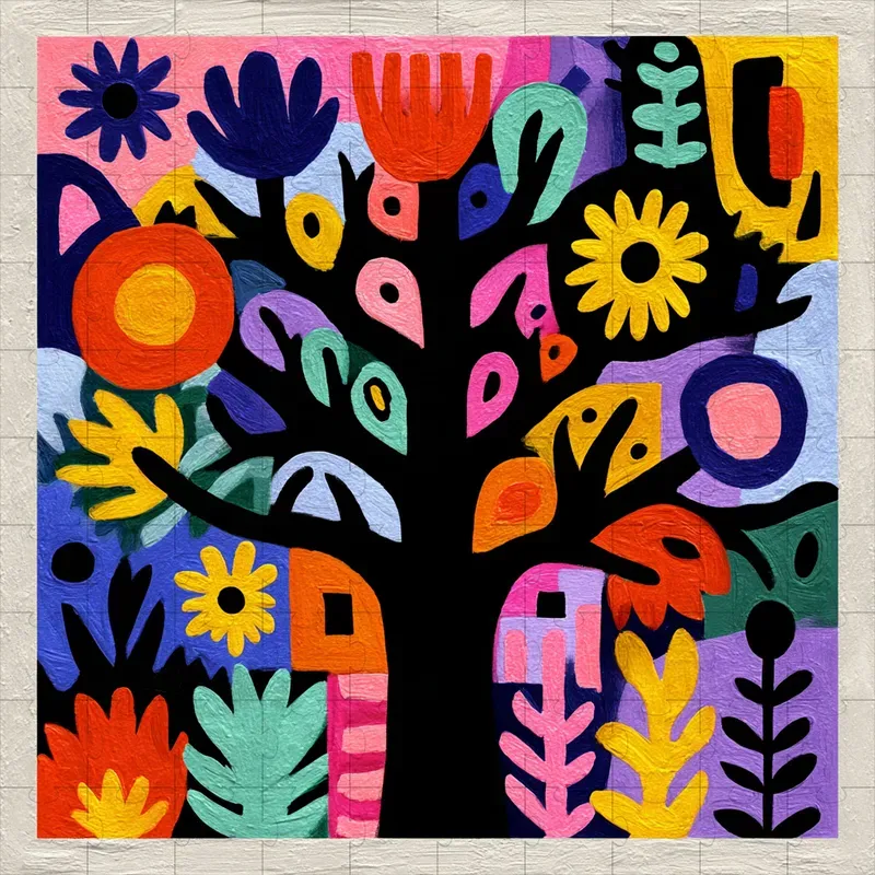 Gouache Folk Art Bold Vibrant