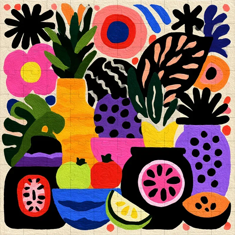 Gouache Folk Art Bold Vibrant