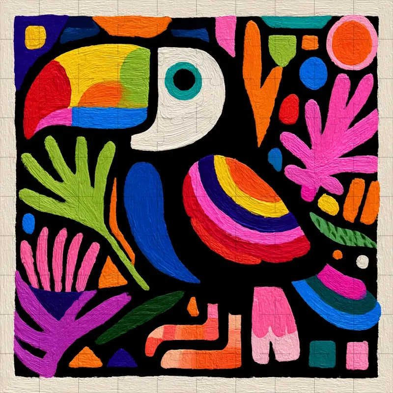 Gouache Folk Art Bold Vibrant