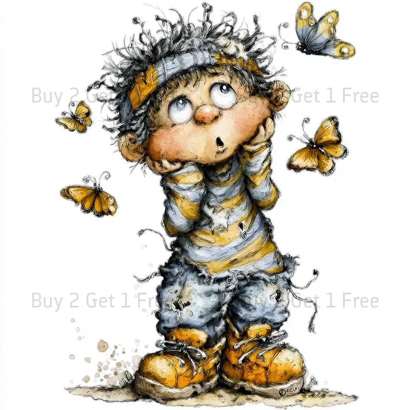 Spring Butterfly Collector Clipart