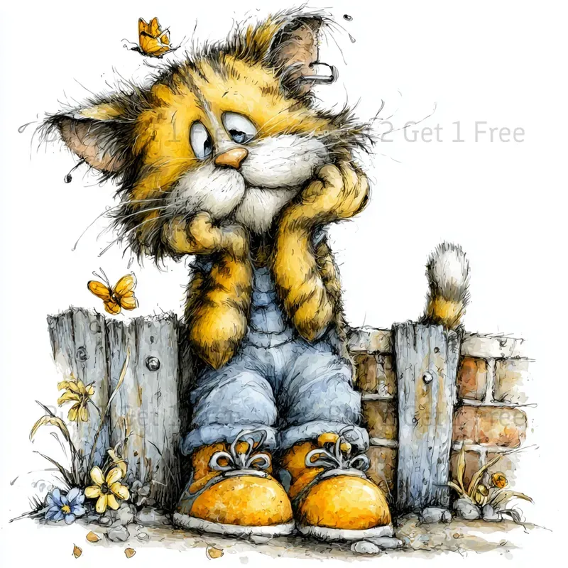 Spring Butterfly Collector Clipart