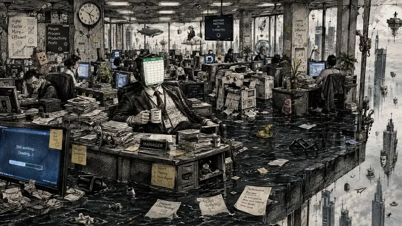 Surreal Office Nightmare Ink Artworks