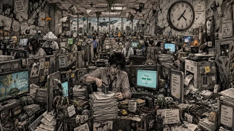 Surreal Office Nightmare Ink Artworks