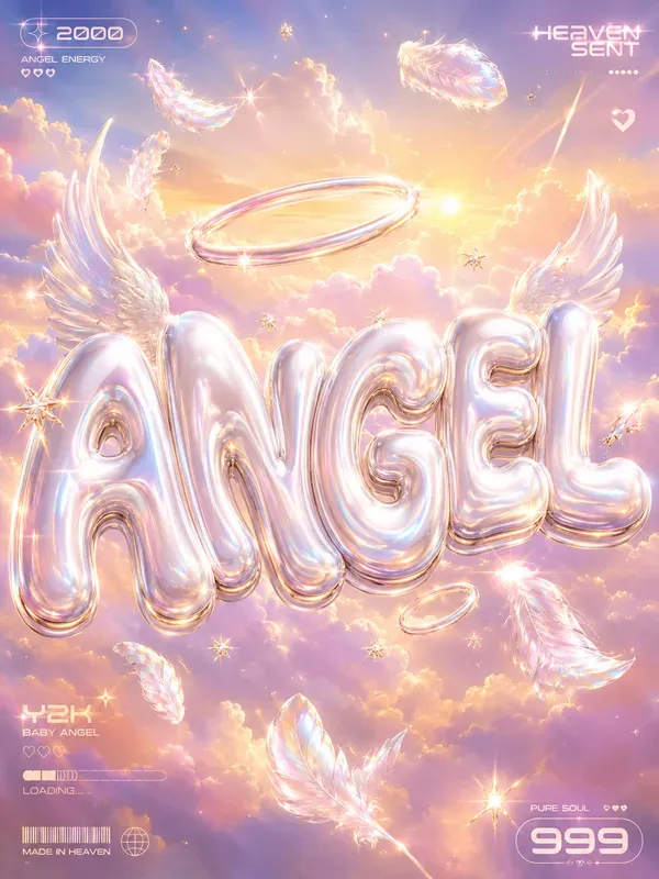 Chrome Bubble 3D Typography Posters