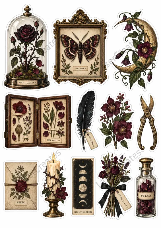 Gothic Botanical Sticker Sheets