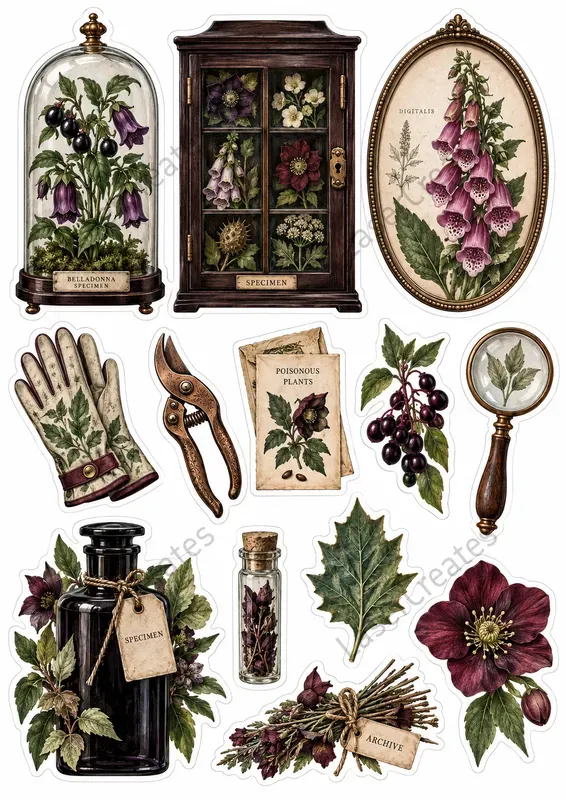 Gothic Botanical Sticker Sheets