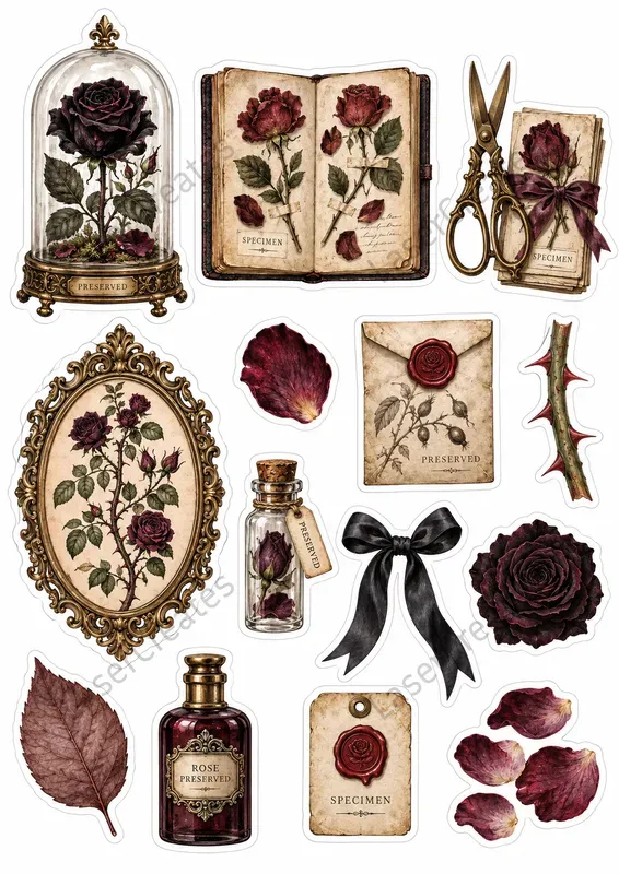 Gothic Botanical Sticker Sheets