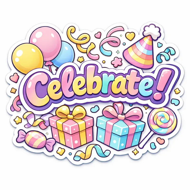 Vibrant 3D Celebration Sticker Generator