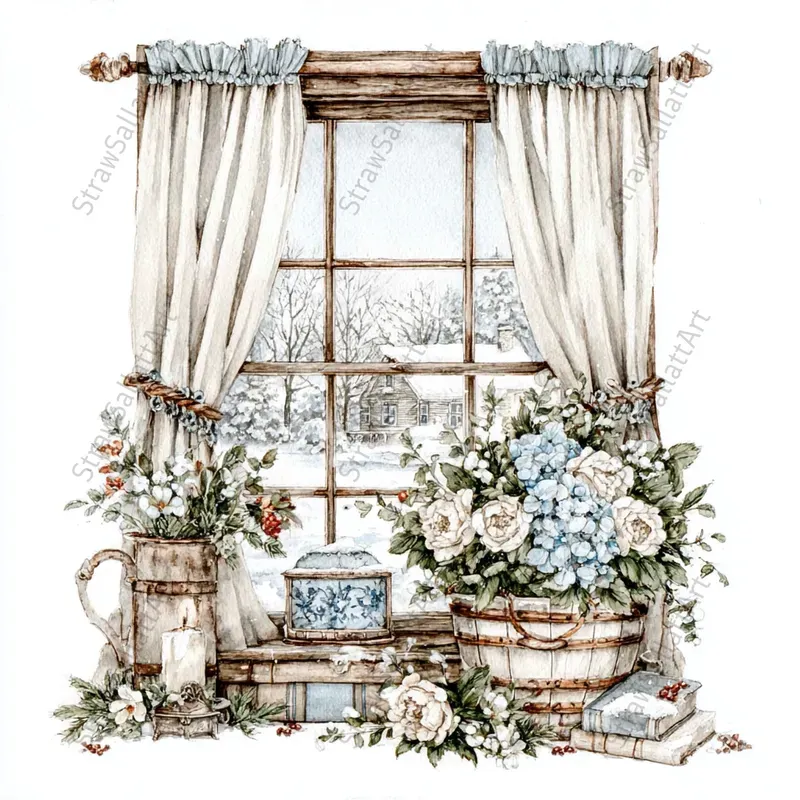 Viral Winter Vintage Watercolor Cliparts