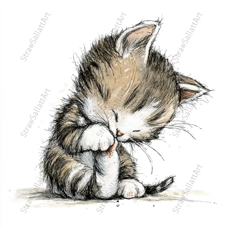 Whimsical Cats Clipart For Tshirt Designs