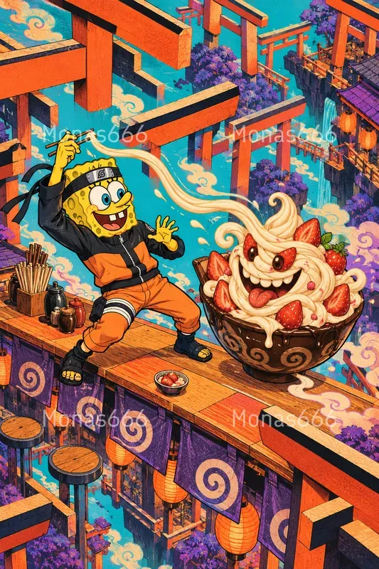Psychedelic Akibapunk Food Posters
