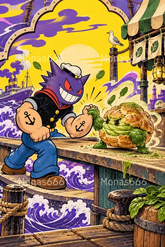 Psychedelic Akibapunk Food Posters