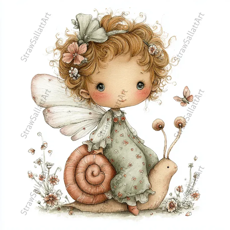 Cute Fairy Kid Characters Tshirt Cliparts