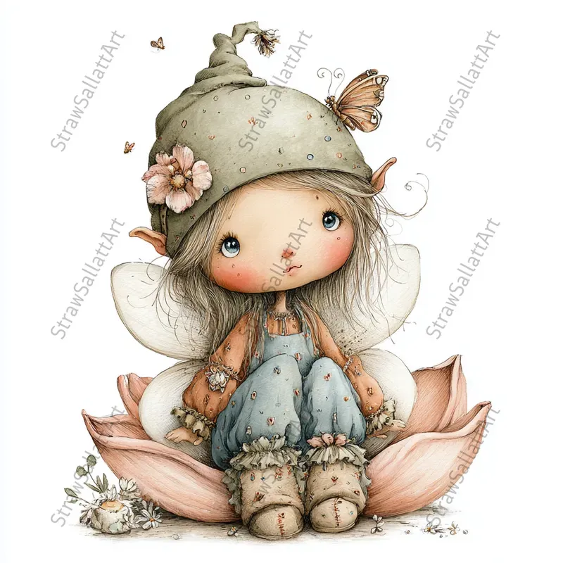 Cute Fairy Kid Characters Tshirt Cliparts