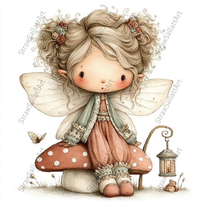 Cute Fairy Kid Characters Tshirt Cliparts