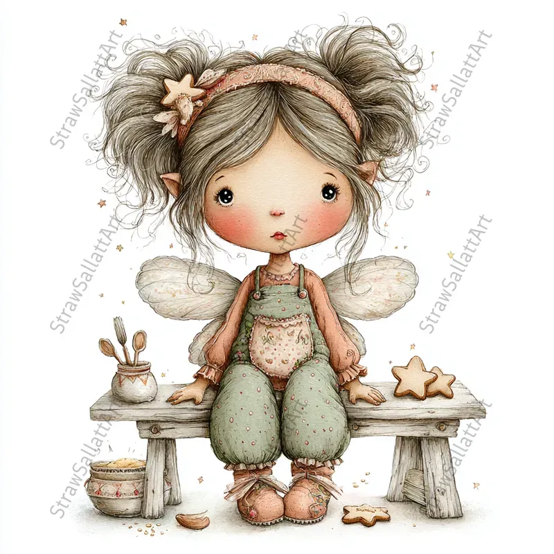 Cute Fairy Kid Characters Tshirt Cliparts