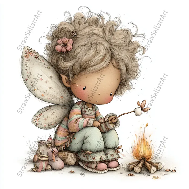 Cute Fairy Kid Characters Tshirt Cliparts