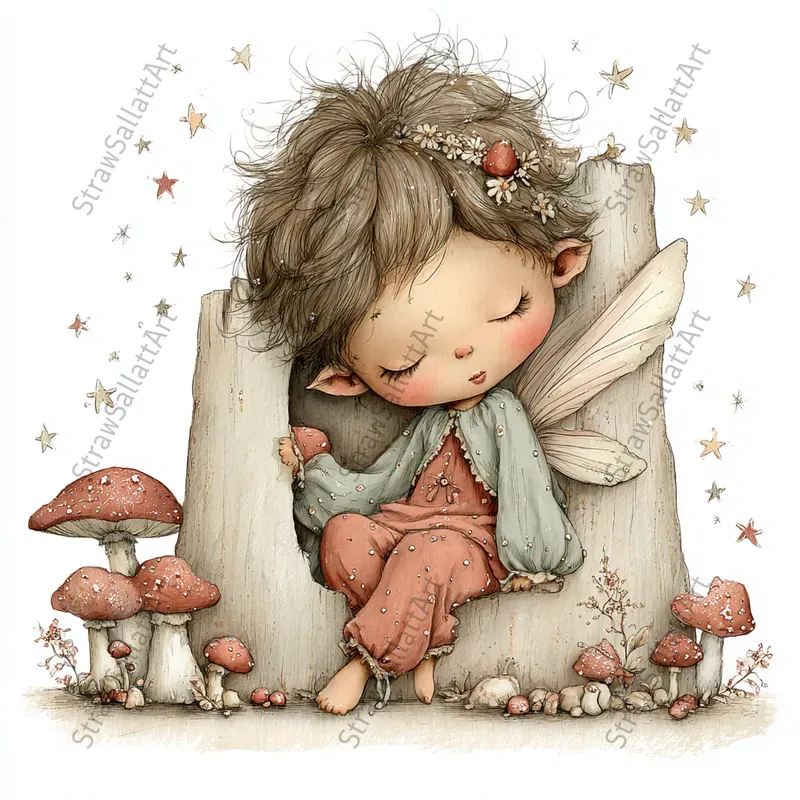 Cute Fairy Kid Characters Tshirt Cliparts