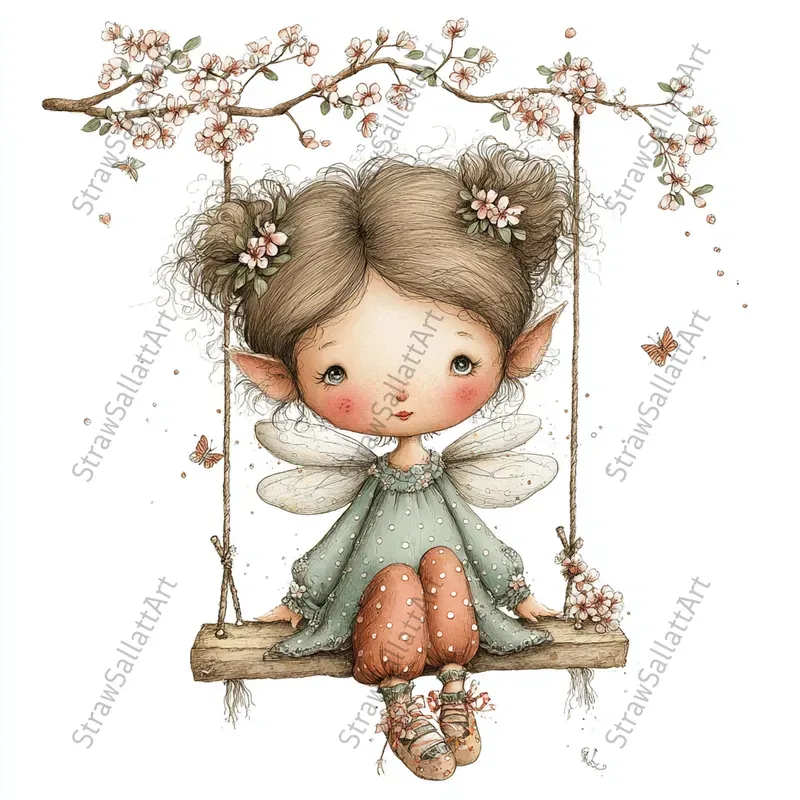 Cute Fairy Kid Characters Tshirt Cliparts