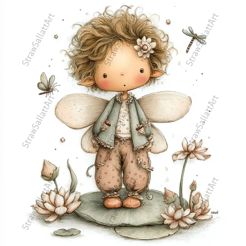 Cute Fairy Kid Characters Tshirt Cliparts