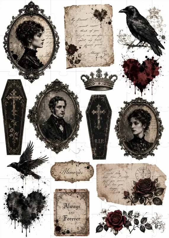 Dark Paper Vintage Junk Journal Pages