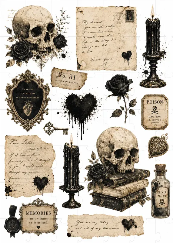 Dark Paper Vintage Junk Journal Pages