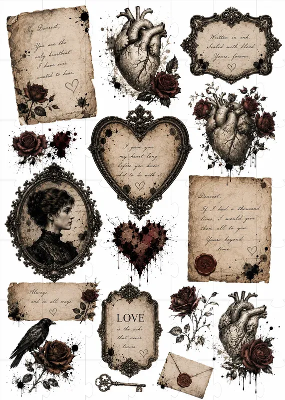 Dark Paper Vintage Junk Journal Pages