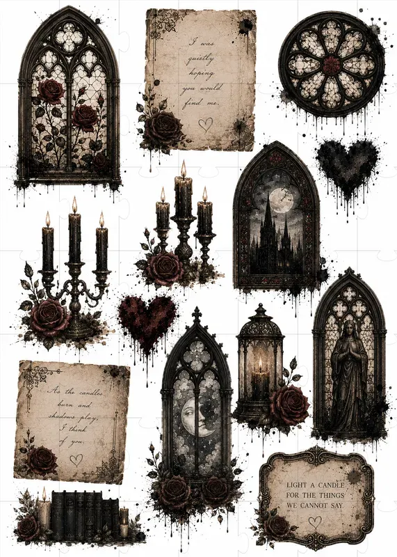 Dark Paper Vintage Junk Journal Pages