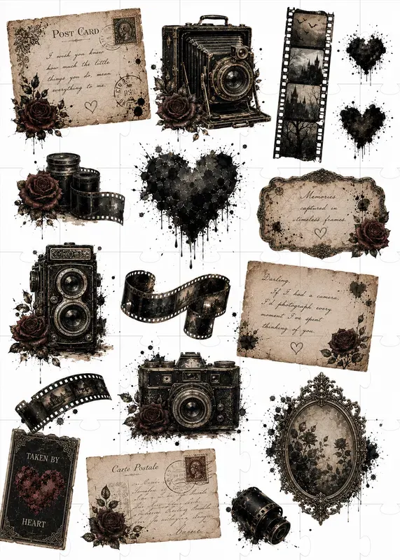 Dark Paper Vintage Junk Journal Pages