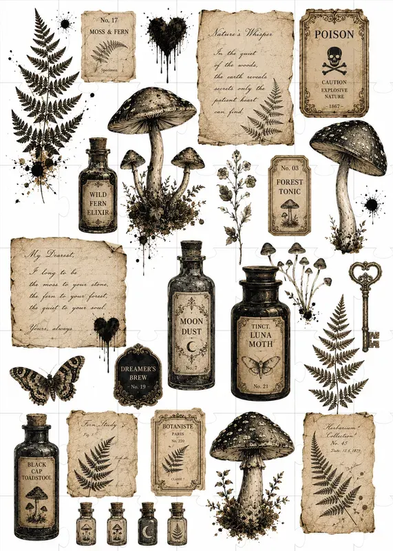 Dark Paper Vintage Junk Journal Pages