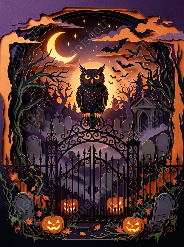 Spooky Halloween Papercut Art Posters