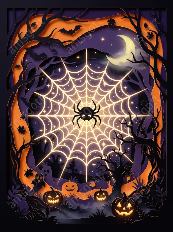 Spooky Halloween Papercut Art Posters