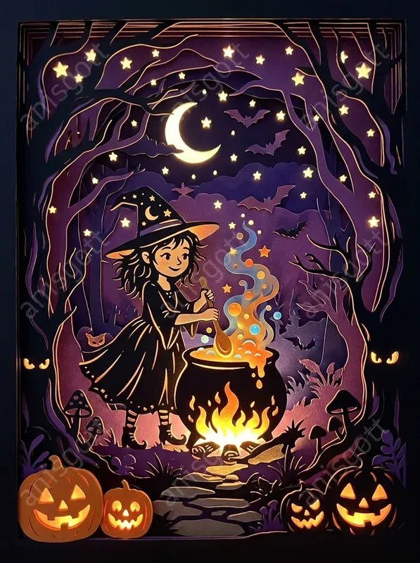 Spooky Halloween Papercut Art Posters