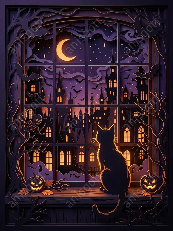 Spooky Halloween Papercut Art Posters