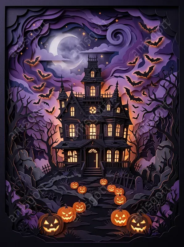 Spooky Halloween Papercut Art Posters
