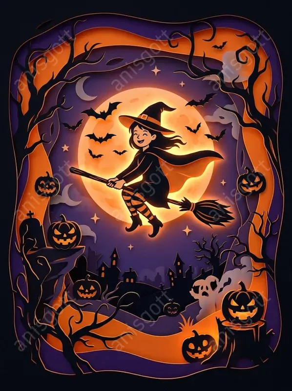 Spooky Halloween Papercut Art Posters