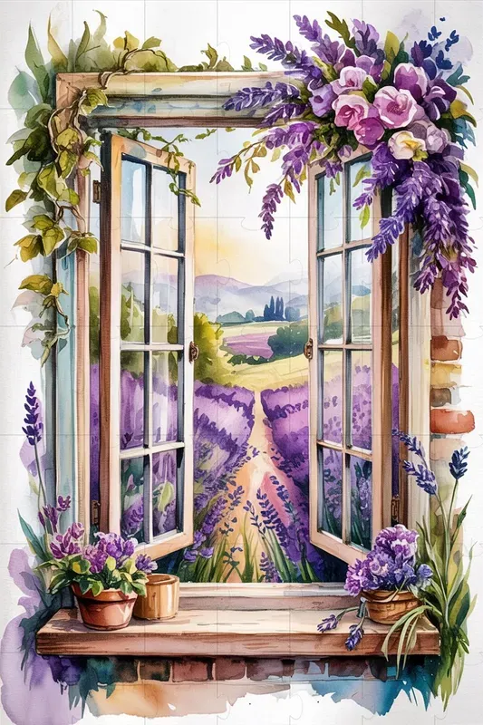 Vintage Window With Flowers Illustrations