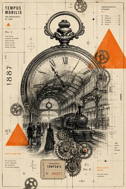 Surreal Etching Diagram Posters
