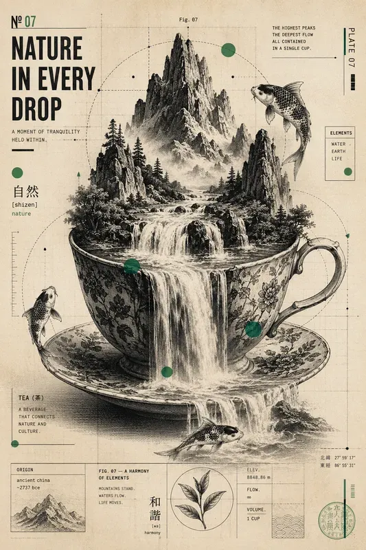 Surreal Etching Diagram Posters