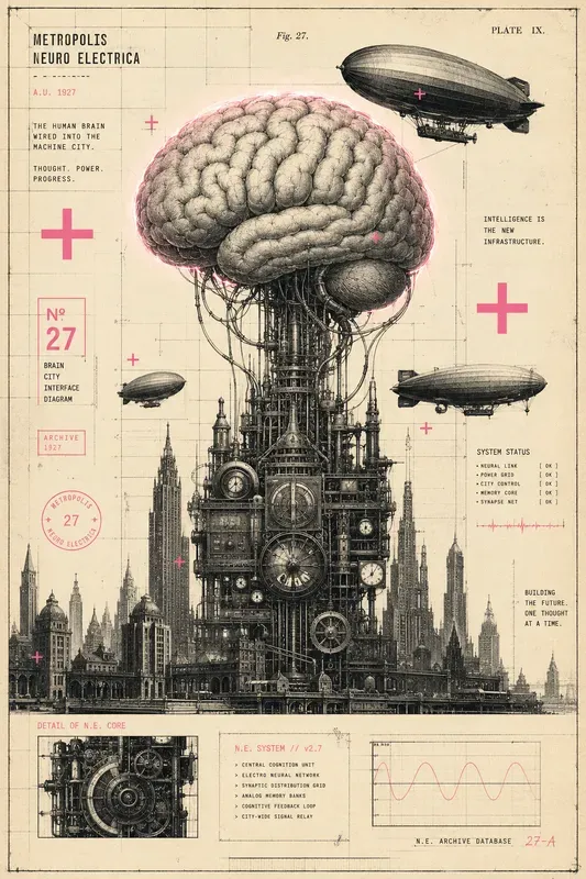 Surreal Etching Diagram Posters