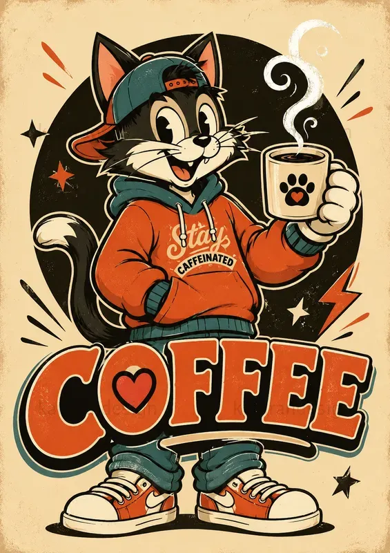 Retro Coffee Mascot Posters