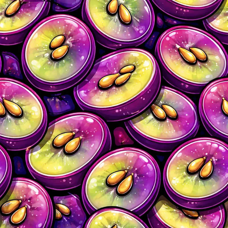 Vibrant Fruit Slice Pattern Illustrations