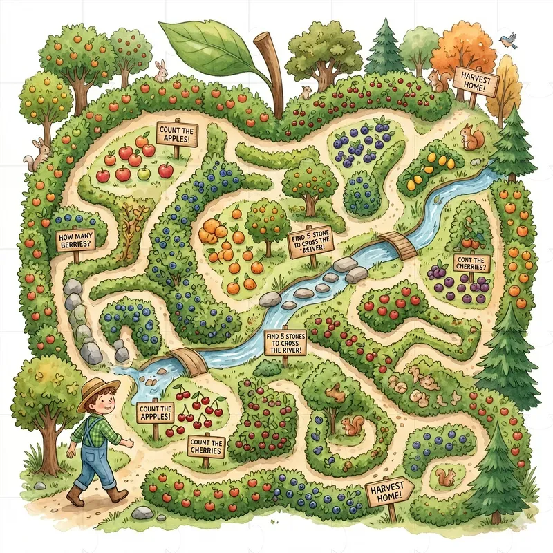 Kids Maze Garden Illustrations