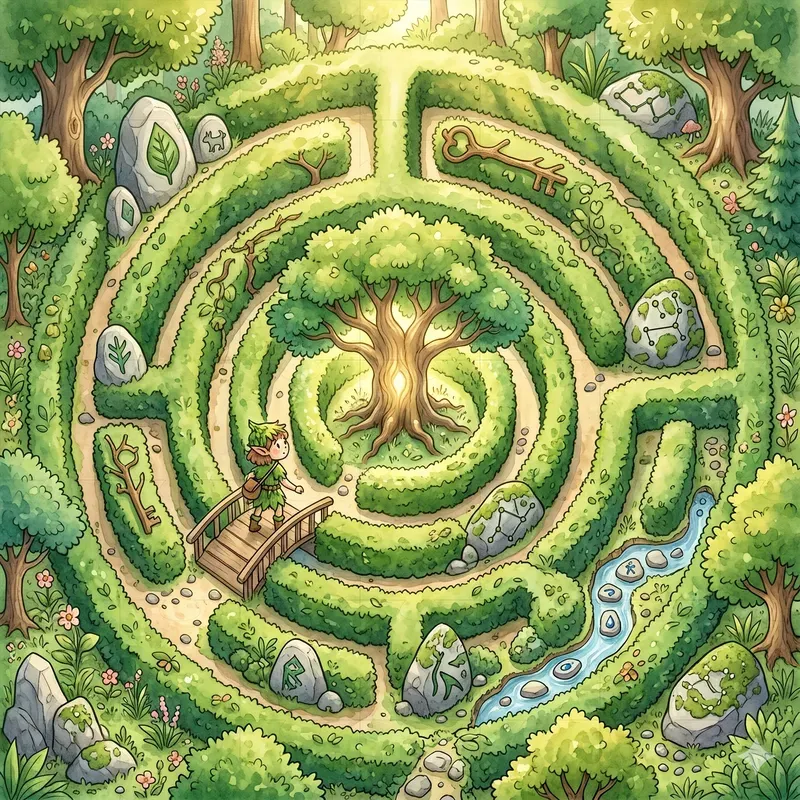Kids Maze Garden Illustrations
