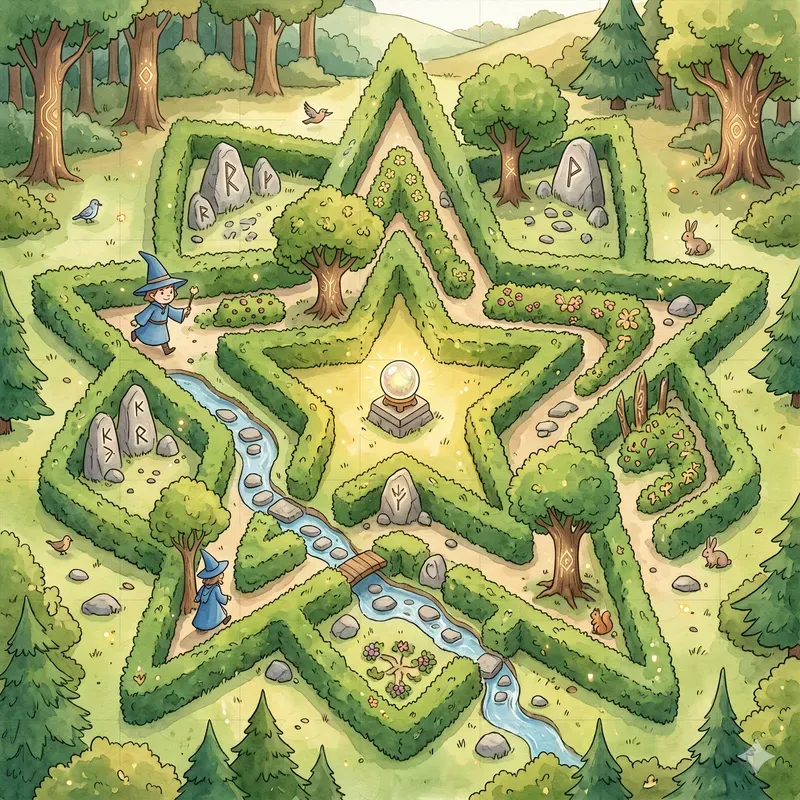 Kids Maze Garden Illustrations