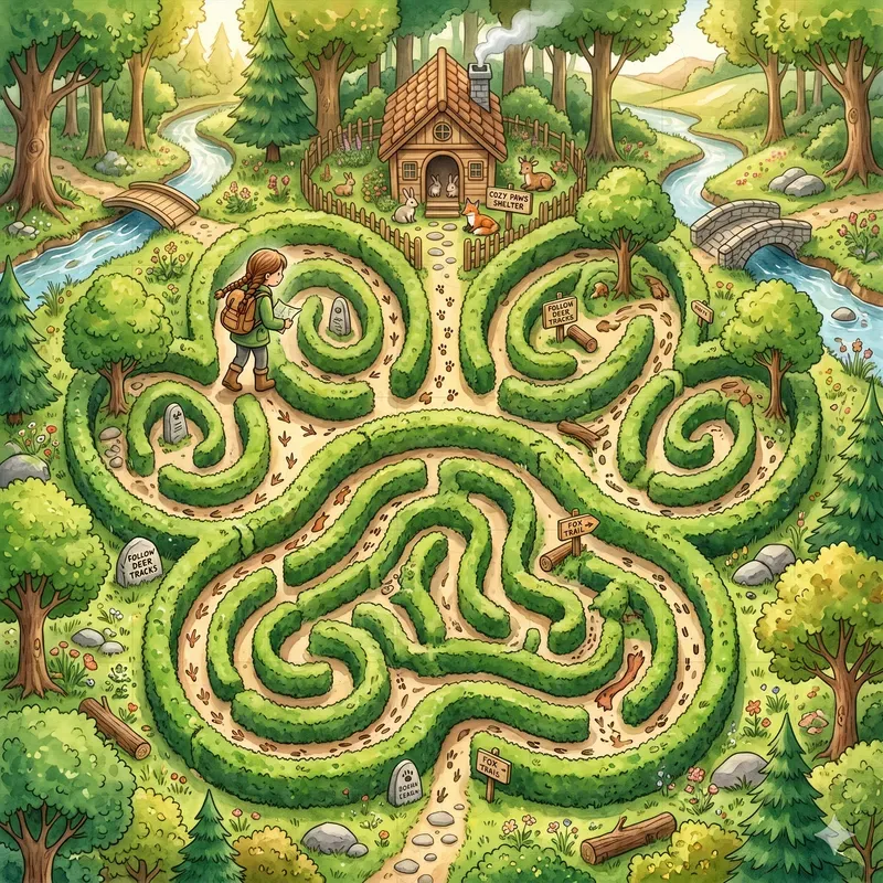 Kids Maze Garden Illustrations