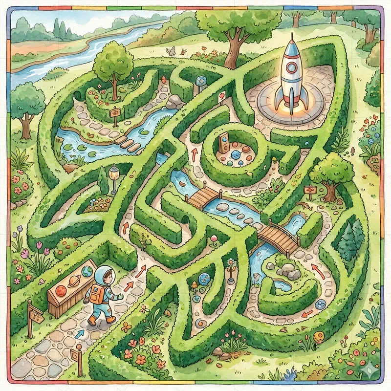 Kids Maze Garden Illustrations