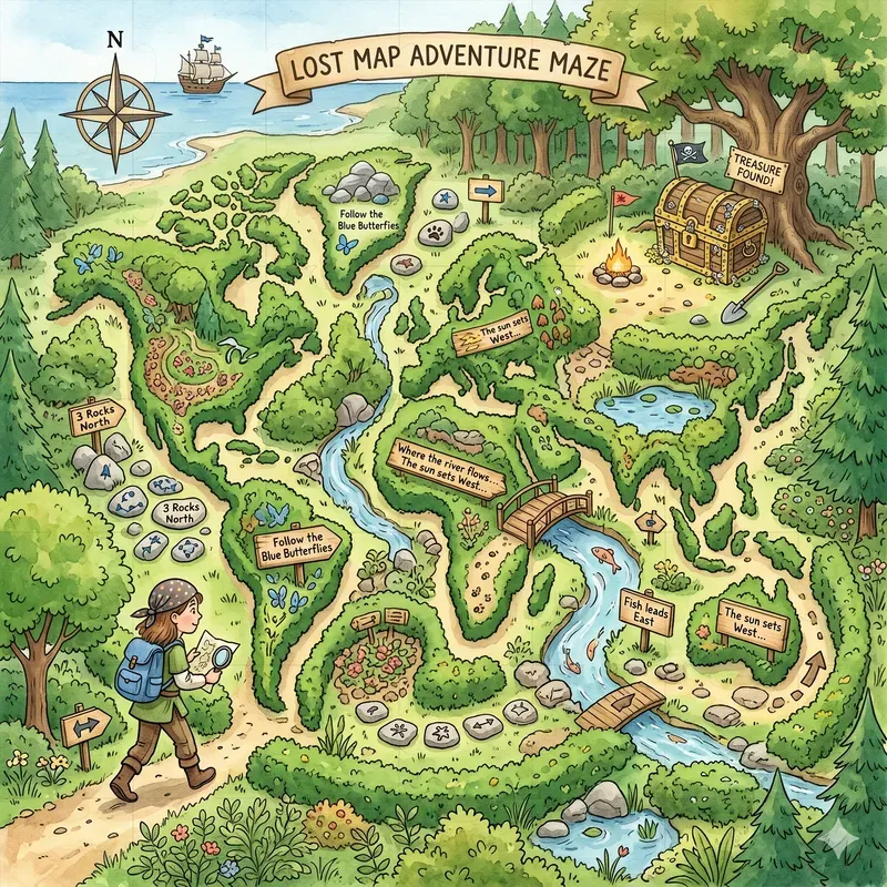 Kids Maze Garden Illustrations