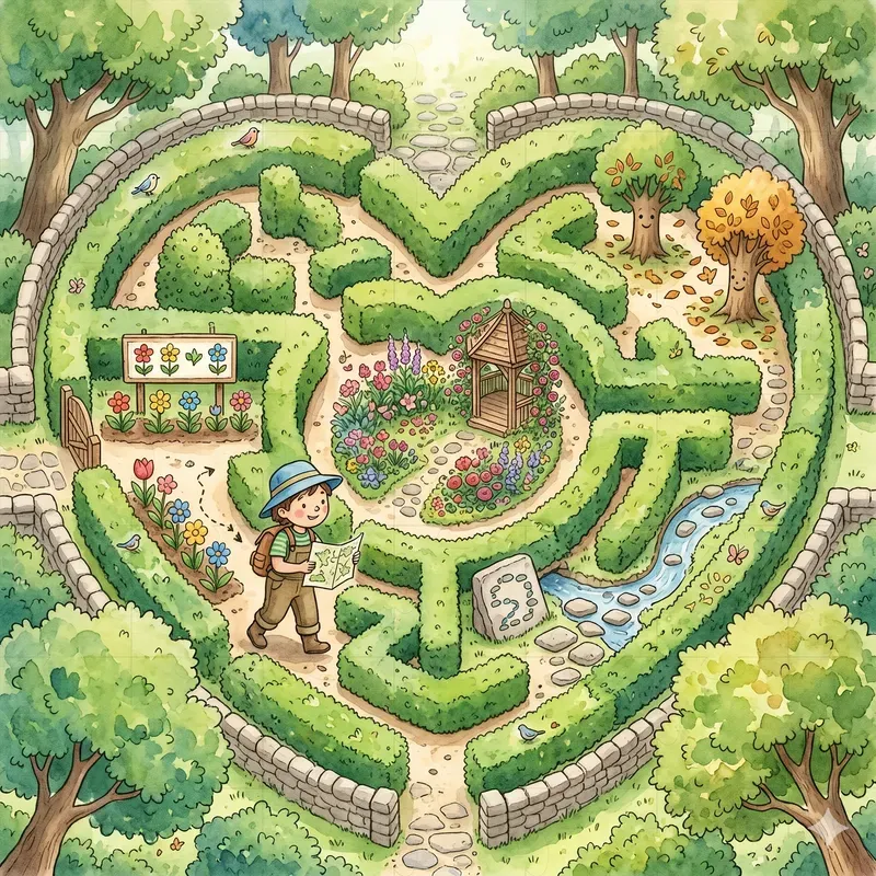 Kids Maze Garden Illustrations