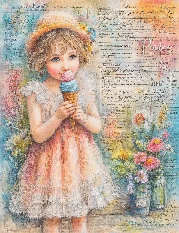 Vibrant Ice Cream Junk Journal Art Pages